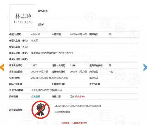 真假“林志玲”商標之戰：山寨“林志玲”恐不保5